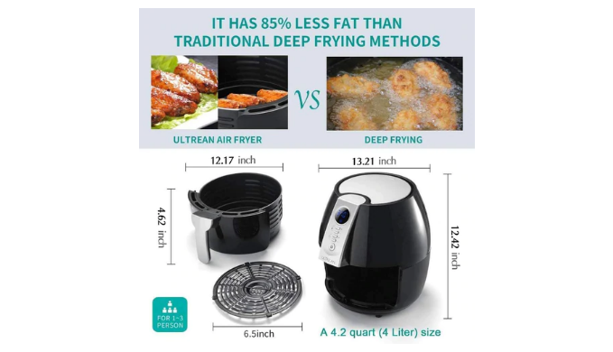 Ultrean Air Fryer, 4.2 Quart (4 Liter) Electric Hot Air Fryer - Coupon  Codes, Promo Codes, Daily Deals, Save Money Today