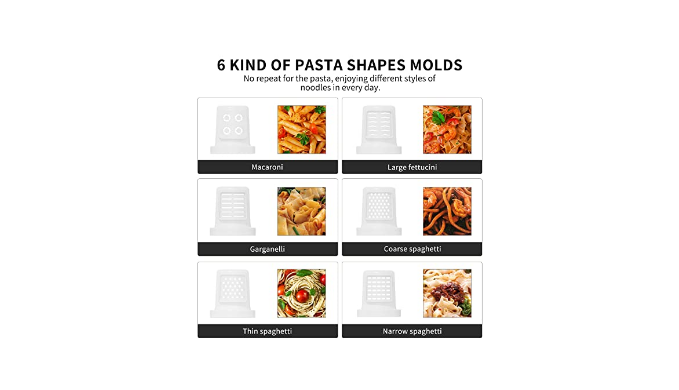 GEKER Electric Pasta Maker Machine, Automatic Pasta and Noodle Maker- 6  Noodle Shapes to Choose- Home Pasta Maker for Spaghetti,Fettuccine,Macaroni,  Dishwasher Safe Parts - Coupon Codes, Promo Codes, Daily Deals, Save Money