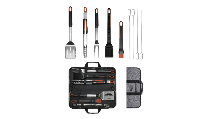 Expert Grill Stainless Steel Soft Grip BBQ Grill Tool Set, 10