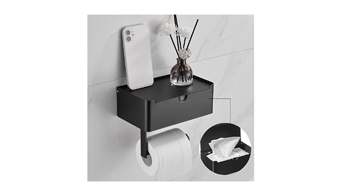 Matte Black Toilet Paper Holder with Shelf, Flushable Wipes