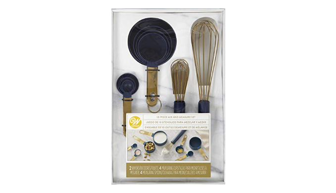 Wilton Navy Blue and Gold Measuring Cups, Measuring Spoons and Whisks –  PastryBase