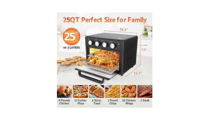 Bxvaty RNAB09M3TJWJR binkols air fryer oven 25 quart, 7-in-1 large toaster  oven air fryer combo, large air fryer with air fry, broil, toast, bake