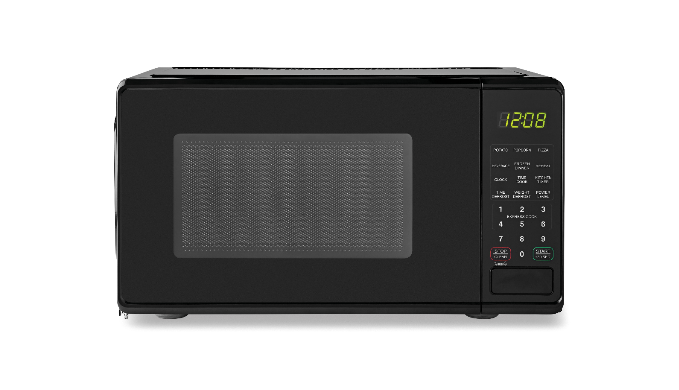 Mainstays 0.7 Cu ft Compact Countertop Microwave Oven, Red