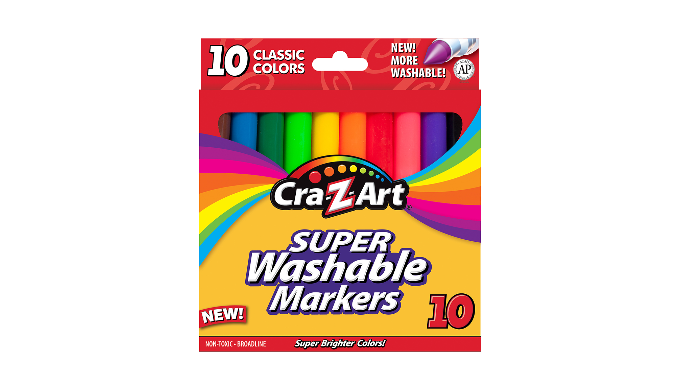 Cra-Z-Art Classic Multicolor Broad Line Washable Markers, 10 Count