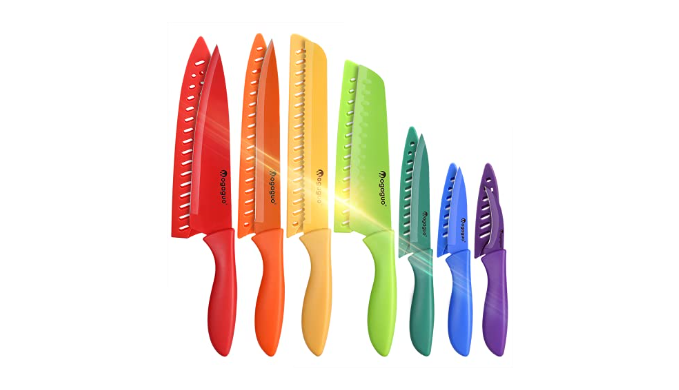 Mogaguo 7 Piece Rainbow Professional kitchen knife Set Dishwasher