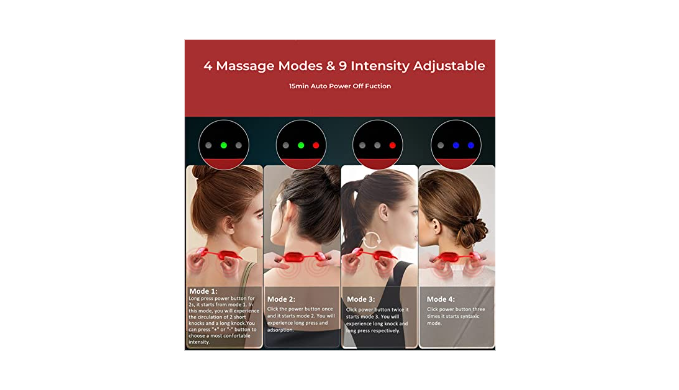  Auxoliev Neck Massager for Pain Relief Deep Tissue, FSA HSA  Eligible Items, Electric Pulse Neck Massager with Heat, 9 Modes 50 Levels  Cordless Cervical Neck Massage for Women Men Gift 