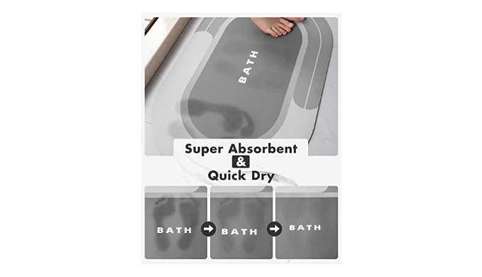 MontVoo Bath Mat Rug 17 inchx27 inch Quick Dry Super Absorbent Rubber Backed Bath Rugs Mats for Bathroom Non Slip Gray Bathroom Rugs Washable, Size