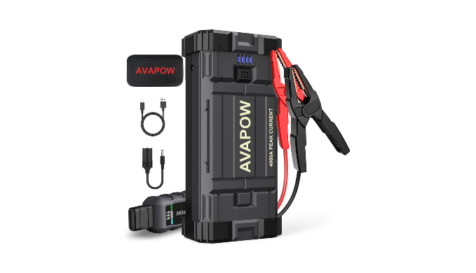 AVAPOW Car Jump Starter, 4000A Peak 27800mAh Battery Jump Starter (for All  Gas or Up to 10L Diesel), Battery Booster Power Pack, 12V Auto Jump Box