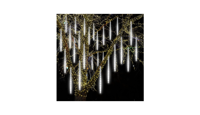 Ponwec 12 Tubes Meteor Shower Rain Lights 12.2 inch 288LEDs