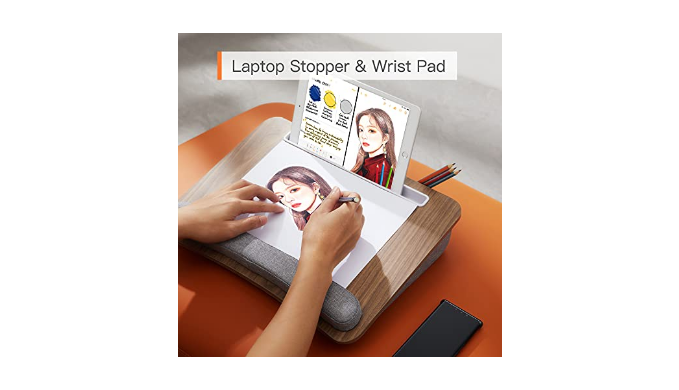  HUANUO Portable Lap Laptop Desk with Pillow Cushion, Fits up to  15.6 inch Laptop, with Anti-Slip Strip & Storage Function for Home Office  Students Use as Computer Laptop Stand, Book Tablet 