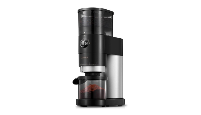 AICOOK Conical Burr Coffee Grinder, Over 40 Precise Grind Setting for  Espresso, Easy Cleaning, Stainless Steel, Black 