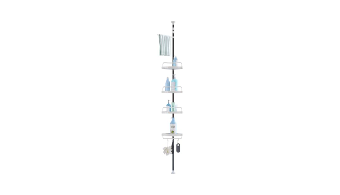 4 Tier Shelf Tension Corner Shower Organizer Caddy - White