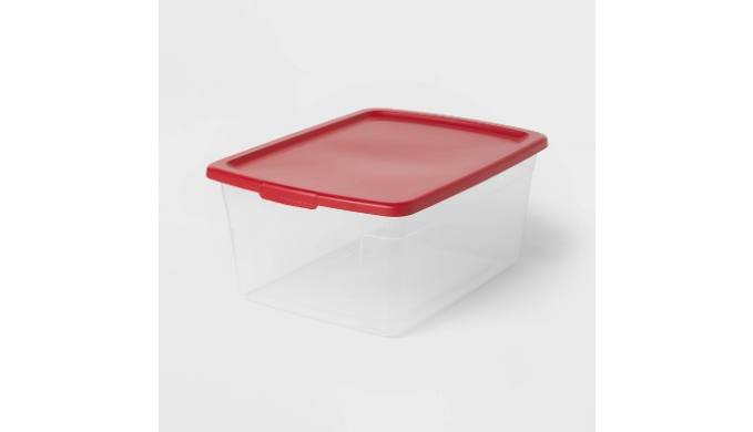 53qt Storage Box Red Lid - Wondershop™