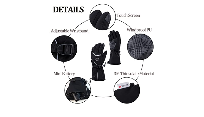  GVOR Heated Gloves for Men, Rechargeable Electric