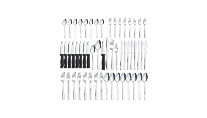 Pleafind 48-Pieces Silverware Set for 8, Flatware Set with Steak Knives,  Stainless Steel Cutlery Set, Include Forks Spoons and Knives Set,  Dishwasher