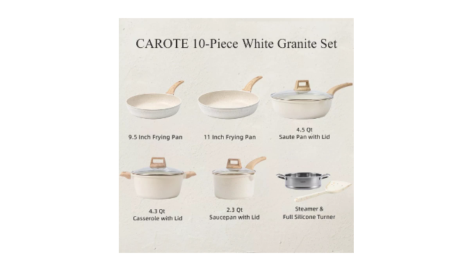 Carote Nonstick Cookware Sets with Detachable Handle, 5 Pcs Granite Non  Stick Pots and Pans Set with Removable Handle Cookware - Coupon Codes,  Promo Codes, Daily Deals, Save Money Today