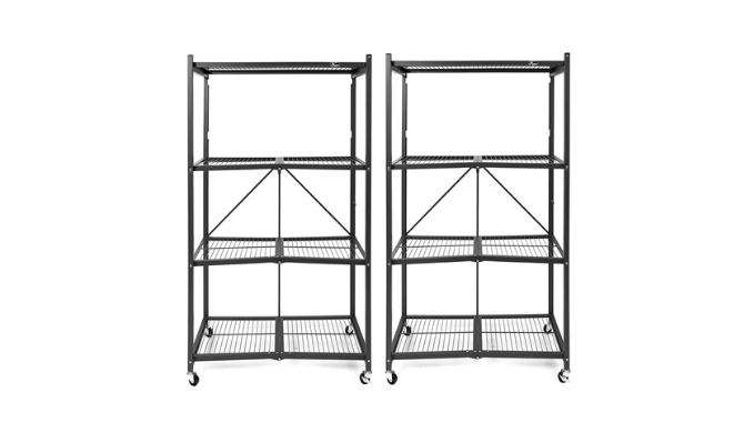 Origami Wheeled 4-Shelf Folding Steel Wire Shelving White