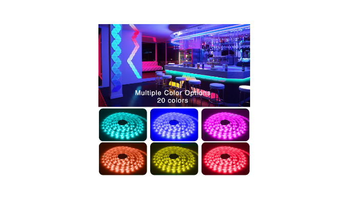 DAYBETTER 50ft Bluetooth LED Strip Lights,Music Sync 5050 LED Light Strip RGB with Remote Control,Timer Schedule,Color Changing LED Lights for Bedroom