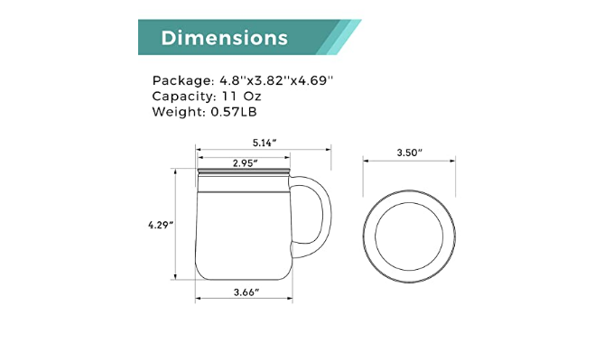 Tiken 11 Oz Insulated Coffee Mug With Lid, Stainless Steel  Thermal Coffee Mugs, 340ML Travel Tumbler With Handle - Silver: Tumblers &  Water Glasses