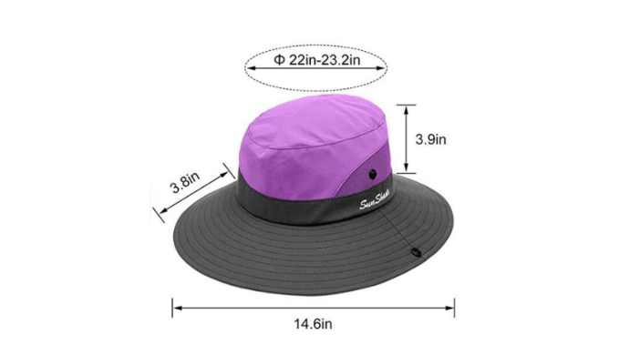 Womens UV Protection Hat Foldable Wide Brim Ponytail Sun Hats