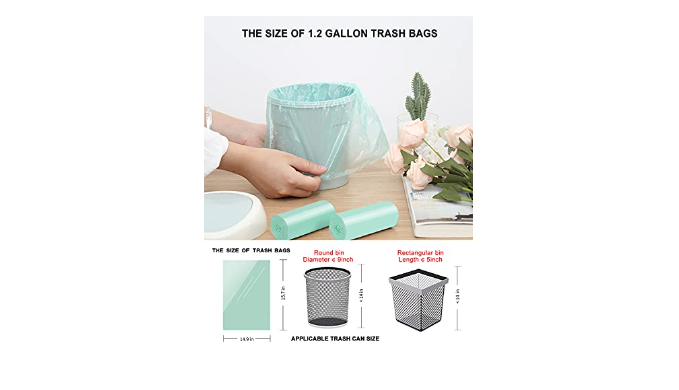 AYOTEE 1.2 gallon small trash bags garbage bags, ayotee mini compostable  strong bathroom wastebasket can liners