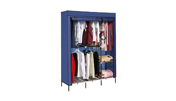 Closet System Wardrobe Shelves Double Rod Portable Clothes Storage