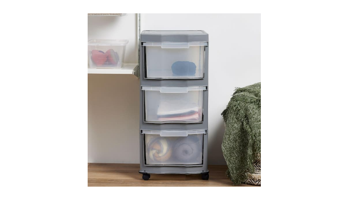 Life Story - Classic 3 Shelf Storage Container Organizer Plastic Drawers - Gray