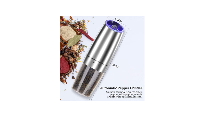 JOBKIM& Electric Gravity Pepper Grinder set of 2, Automatic Salt and Pepper  Mill Grinder, Adjustable Roughness