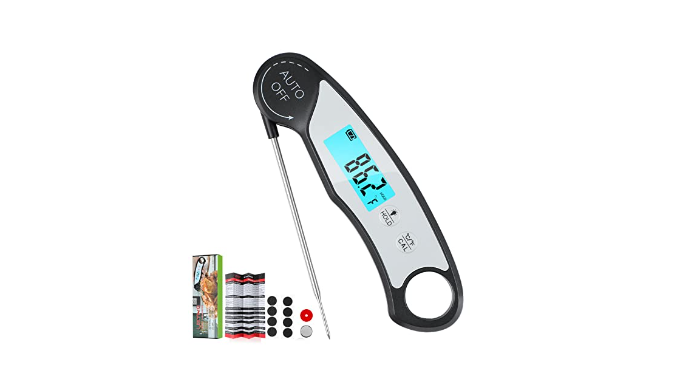 Meat Thermometer for Grill,Cooking and BBQ.Waterproof Instant Read Food  Thermometer with Backlight,Calibration and Power Display.Digital Food Probe  for Candy,Oil,Liquid.(Black-Silver) - Coupon Codes, Promo Codes, Daily  Deals, Save Money Today