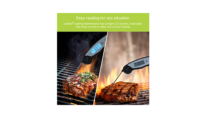 Meat Thermometer for Grill,Cooking and BBQ.Waterproof Instant Read Food  Thermometer with Backlight,Calibration and Power Display.Digital Food Probe  for Candy,Oil,Liquid.(Black-Silver) - Coupon Codes, Promo Codes, Daily  Deals, Save Money Today