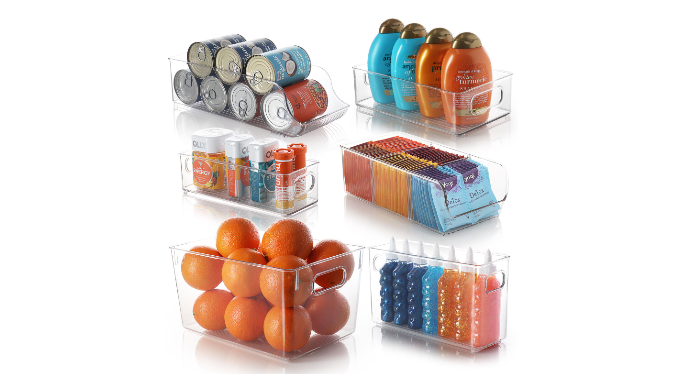 StorageBud Stackable Plastic with Handles Bathroom Storage Container