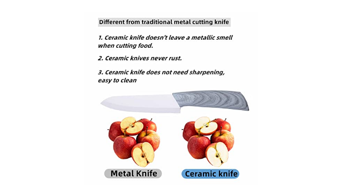 Ceramic Knife Sets for Kitchen，4 Piece Ceramic knives set with Steath，6  Chef knife 5.5 Fruit Utility Knife 4 Vegetable Knife 3 Paring Knife, One