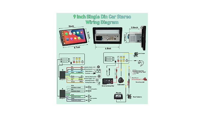 ACTASIAN Single Din Car Stereo with Apple Carplay and Android Auto