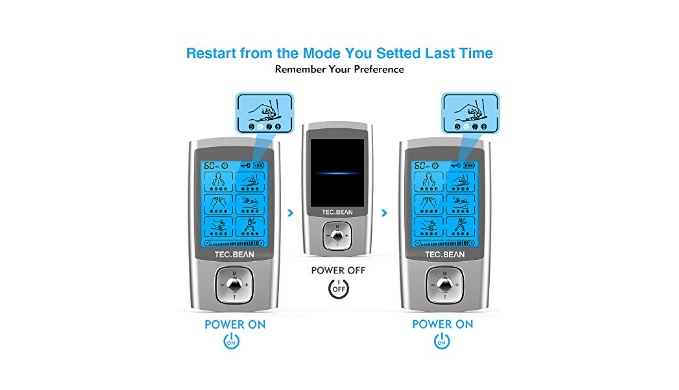 TEC.BEAN 24 Modes TENS Unit Muscle Stimulator, Rechargeable TENS Machine  with 8 Electrode Pads (American Gel), Electric Pulse Massager for Pain  Relief