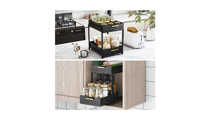 GILLAS Under Sink Organizer and Storage, Farmhouse Under Counter Storage  for Kitchen, Under Cabinet Organizer for Bathroom, Sliding Basket  Organizer