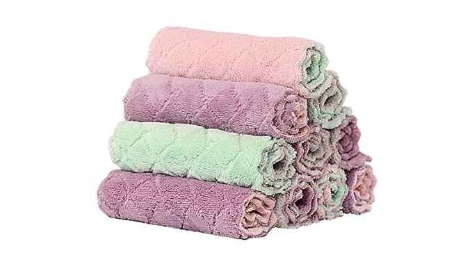 Absorbent Coral Velvet Kitchen Towels - Reusable, Nonstick, Fast