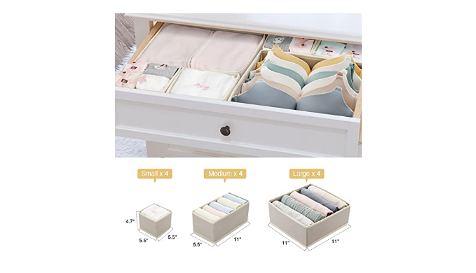  MONINXS Clothes Drawer Organizers, 12 Pack Closet