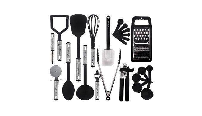 Lux Decor Collection 23 Piece Kitchen Utensil Set Nonstick Heat Resistant  Stainless Steel & Nylon Cooking