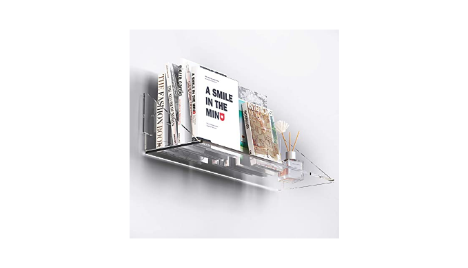 MaxGear Acrylic Shelves Clear Floating Shelves, Clear Display Wall Shelves  with Edge, Wall Mounted Hanging Floating Bookshelves for Bathroom, Bedroom