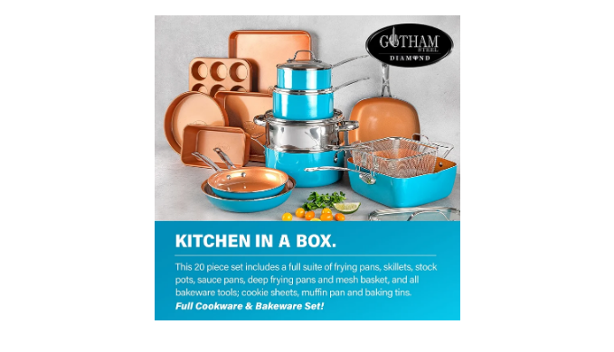 Gotham Steel 20 Piece Red Cookware and Bakeware Set with Ceramic Copper  Coating - Coupon Codes, Promo Codes, Daily Deals, Save Money Today