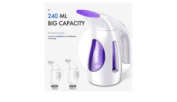 HiLIFE Steamer for Clothes, Portable Clothes Steamer with 240ml Big  Capacity, Strong Penetrating Handheld Garment Steam iron for Clothes,  Removes