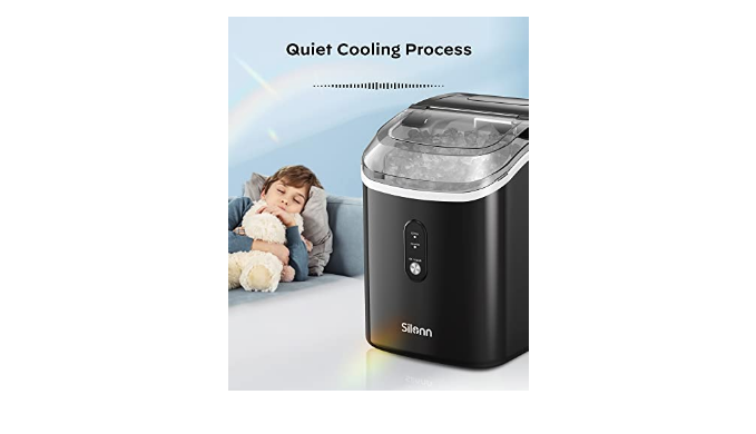 Silonn SLIM08 Portable Countertop Nugget Ice Maker W Self Cleaning Function