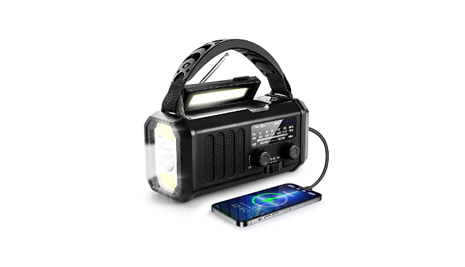 4 n 1 Emergency Dynamo AM/FM Radio, LED Flashlight, Siren & Device Charger