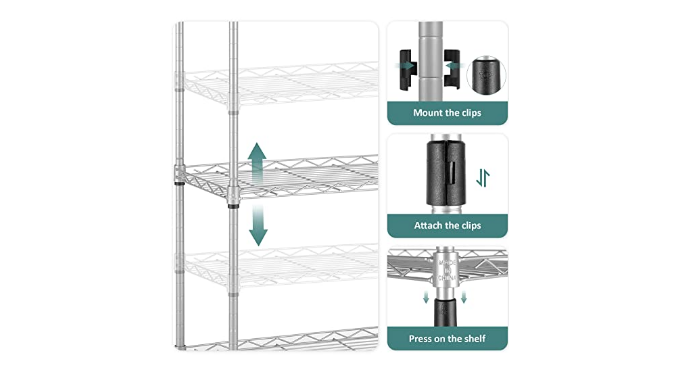 Homdox 6-Tier Storage Shelf Wire Shelving Unit Free Standing Rack Orga