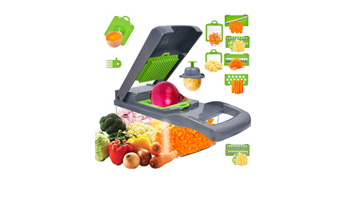  plutuus Vegetable Chopper,12-in-1 Multifunctional Veggie Chopper,Kitchen  Vegetable Slicer Dicer Cutter,Potato Onion Food Chopper with Vegetable  Peeler,Hand Guard & Container: Home & Kitchen