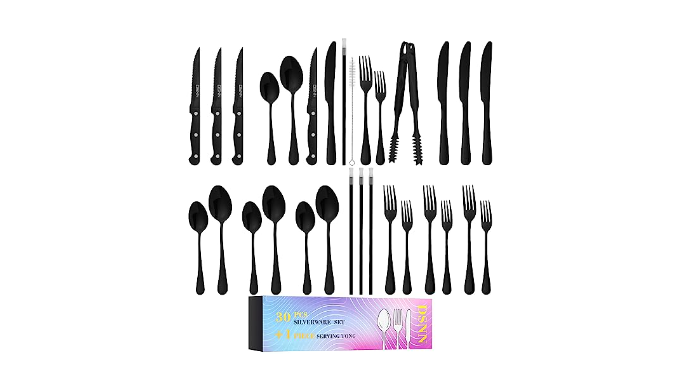 30 Piece Silverware Flatware Set for 6, Stainless Steel Home Kitchen Hotel  Restaurant Cutlery Set, Eating Utensils, Mirror Finished, Dishwasher Safe  (Silver) 