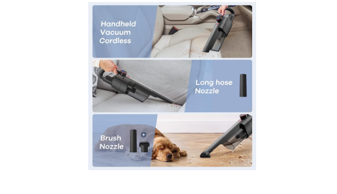 Ganiza Car Vacuum Cordless Rechargeable, Handheld Vacuum with XL Dust Cup,  Large-Capacity Battery, 2 HEPA Filter, Portable Car Vacuum Cleaner High  Power for Car Home and Office - Coupon Codes, Promo Codes