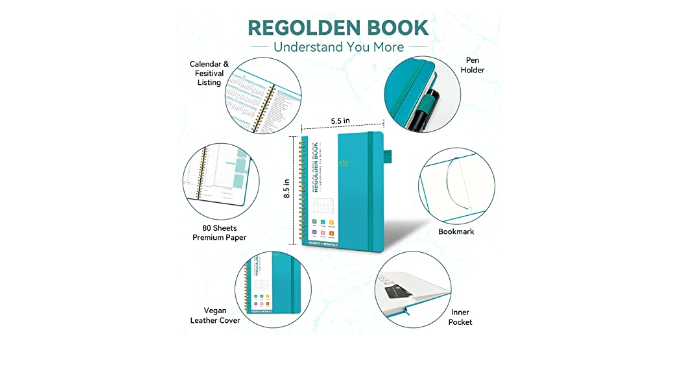 Regolden-Book Budget Planner - Undated Monthly Budget Book with Pockets,  Expense Tracker Notebook Hardcover, Financial Planner & Accounts Book to