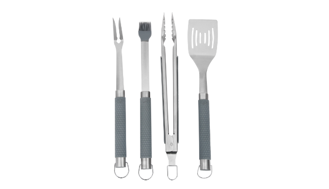 Expert Grill Stainless Steel 3-Piece BBQ Tool Set with Soft Grip Handles