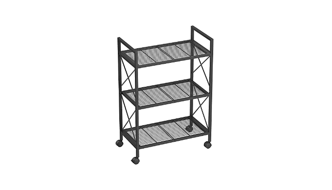 SONGMICS 3-Tier Metal Storage Rack with Wheels, Mesh Shelving Unit with x Side Frames, 23.6-inch Width, for Entryway, Kitchen, Living Room, Bathroom